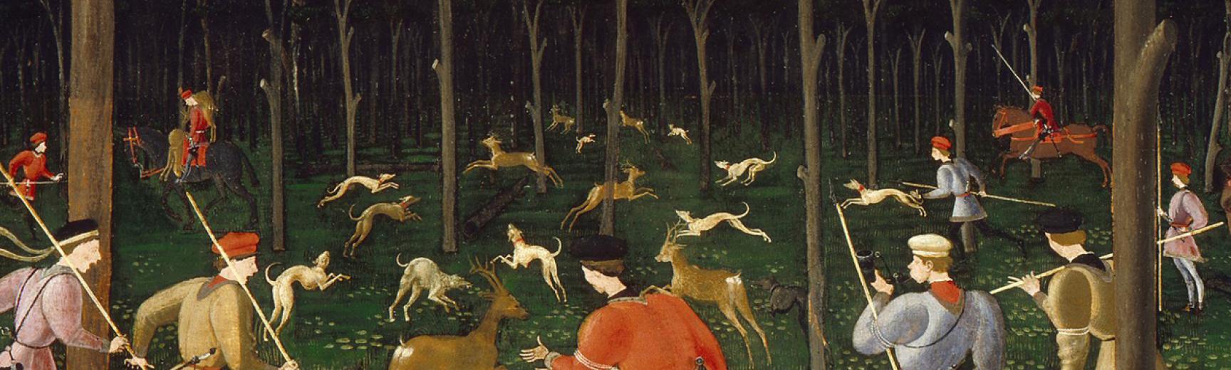 The Hunt in the Forest by Uccello detail