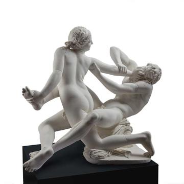 Cast of Hermaphroditus CG.H.107 White cast of a sculpture of two figures including Hermaphroditus