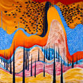 Wall of Eyes abstract and brightly-coloured album artwork for Thom Yorke's The Smile band by artists Stanley Donwood and Thom Yorke