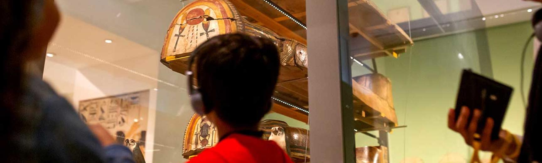 Family on the Ashmolean Adventure in the Egypt galleries 