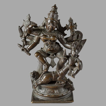 Bronze figure of Durga Mahishasuramardini, 1800s, south India. EA1958.164 Bronze figure of Durga Mahishasuramardini, an Indian warrior goddess