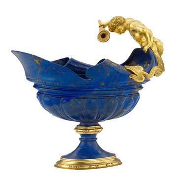 From the Wellby Collection: Ewer made by Paulus Willemsz van Vianen WA2013.1.163 An ornamental blue and gold decorative ewer