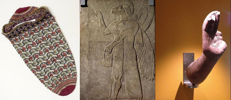Left to right: EAX.2481, Kashmir sock belonging to Warren Hastings; AN1982.224, Gypsum relief of Winged Genius; EA1997.186, Raised arm of monumental Buddha; all © Ashmolean Museum, University of Oxford Three objects used in Krasis 11, Week 1, to interrogate the colonial legacy in the Ashmolean's collections