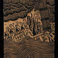 Lino cut print of London Views (6 of 14) by Stanley Donwood 