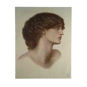 Painting of Perlascura (Jane Morris), by Dante Gabriel Rossetti, WA1939.4 Painting of the head of a woman facing to the right