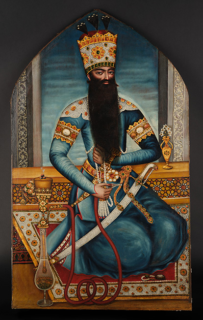 Seated Portrait of Fath Ali Shah of Iran retouched & conserved, about 1798, oil on canvas © Ashmolean Museum Portrait of Fath Ali Shah of Iran retouched