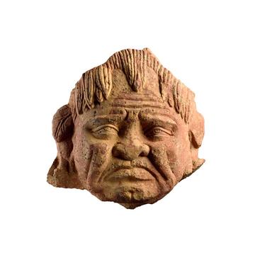 Sandstone head of a grimacing yaksha, or nature spirit, Mathura, India, (AD 101 - 300) EA1994.95 Sandstone head of a grimacing face