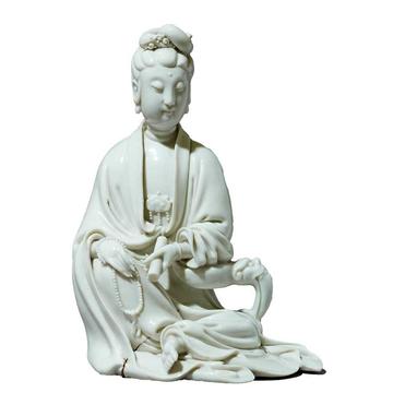 Seated Guanyin, EA1956.3285 White ceramic figurine of a figure