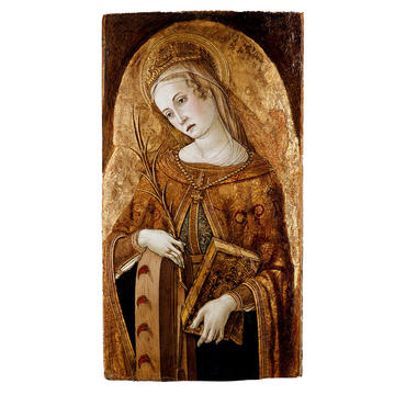 St Catherine of Alexandria, by Vittore Crivelli, WA1899.CDEF.P27 Religious portrait painting of St Catherine of Alexandria, by Vittore Crivelli