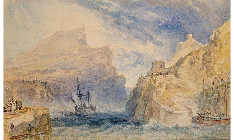 Boscastle, Cornwall, J.M.W. Turner, c. 1814, watercolour over graphite with pen & black ink © Ashmolean Museum Turner's atmospheric watercolour of Boscastle in Cornwall, painted about 1814