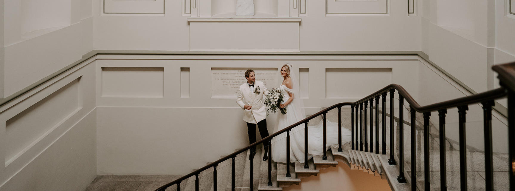 Wedding couple staircase