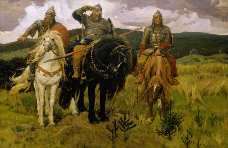 Viktor Vasnetsov, Bogatyri (Google Art Project; public domain) Viktor Vasnetsov, Bogatyrs, 1898